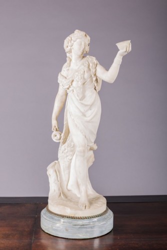 XIXe siècle - Bacchus et Bacchante en marbre blanc