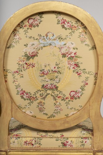 Paire de fauteuils d'époque Louis XVI en bois doré de Georges Jacob - Louis XVI