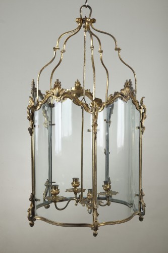 XVIIIe siècle - Paire de lanternes en bronze doré