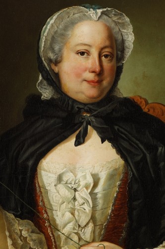Portrait d’une femme tenant un fil -  Carle van Loo (1705 - 1765) - Galerie Gilles Linossier