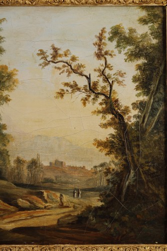 Paire de paysages fin XVIIIe, suiveur de Patel le Jeune - Galerie Gilles Linossier