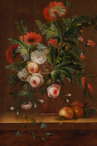 Paire de natures mortes de fleurs vers 1800 - Attribués à Antoine Berjon (Lyon 1754-1843) - Directoire