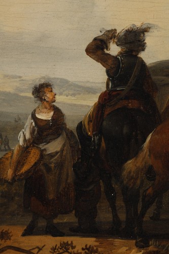 XVIIIe siècle - Claude Michel Hamon DUPLESSIS (1770-1799) – La halte des voyageurs