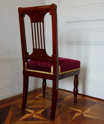 Antiquités - Paire de chaises Empire en acajou et velours par Jacob Desmalter