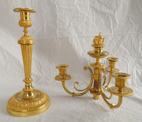 XIXe siècle - Paire de candélabres en bronze doré d'époque Empire par Claude Galle