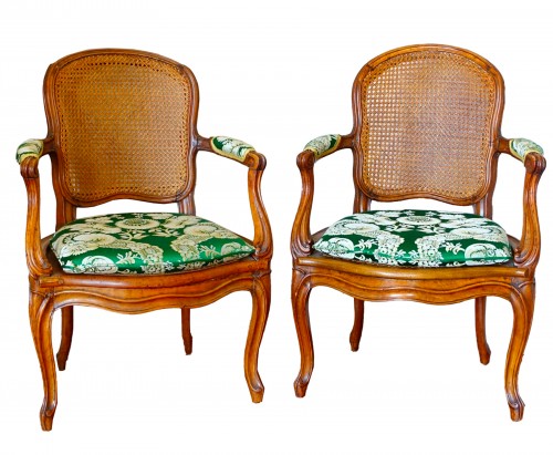 Paire de fauteuils cannés Louis XV - estampille Sulpice Brizard