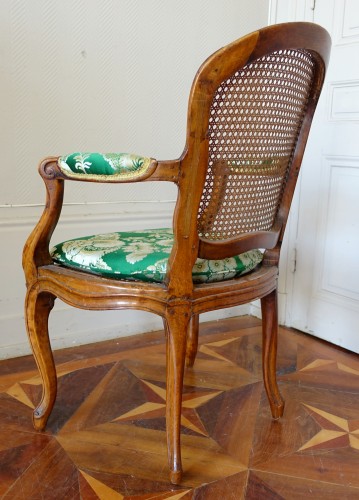 Antiquités - Paire de fauteuils cannés Louis XV - estampille Sulpice Brizard