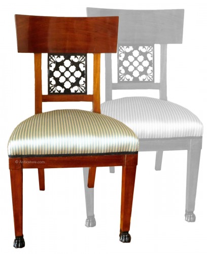 Paire de chaises en acajou Consulat, modèle des Tuileries