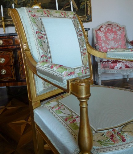 Paire de fauteuils d'apparat en bois doré d'époque Directoire - Directoire