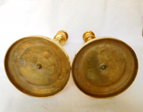 Empire - Claude Galle - Paire de flambeaux en bronze doré d'époque Empire