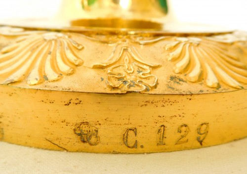 Antiquités - Claude Galle - Paire de flambeaux en bronze doré d'époque Empire