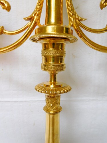 XIXe siècle - Paire de candélabres en bronze doré début du XIXe siècle