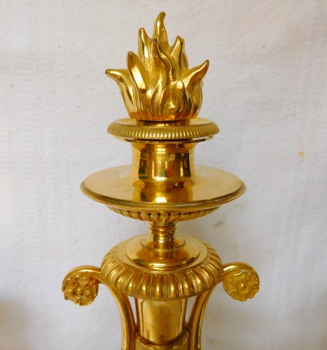 Paire de candélabres en bronze doré début du XIXe siècle - Restauration - Charles X