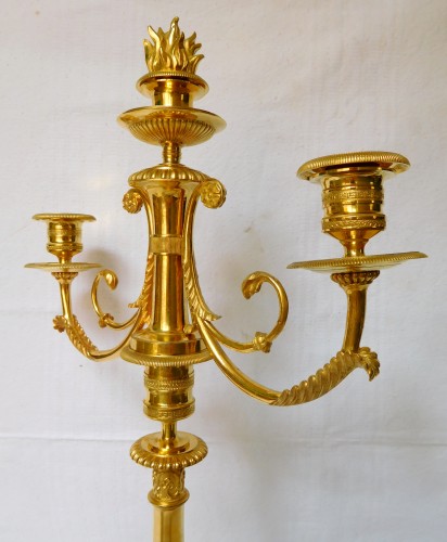 Antiquités - Paire de candélabres en bronze doré début du XIXe siècle