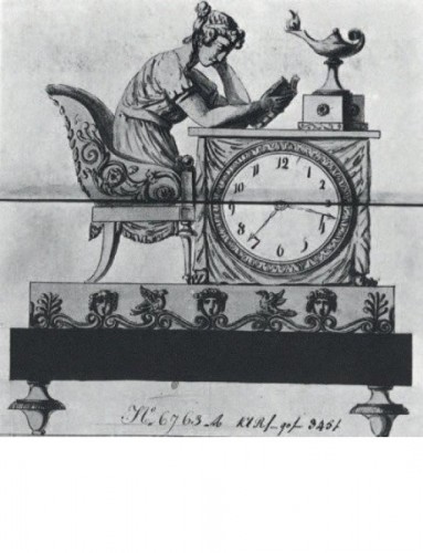 XIXe siècle - Pendule d'époque Empire "la Liseuse" bronze doré, cadran signé de Grand Girard