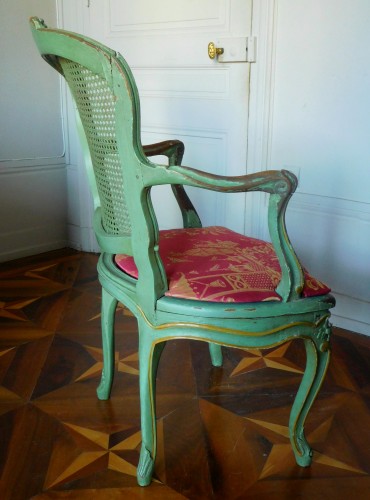 Salon de 2 fauteuils et 4 chaises cannés d'époque Louis XV - Louis XV