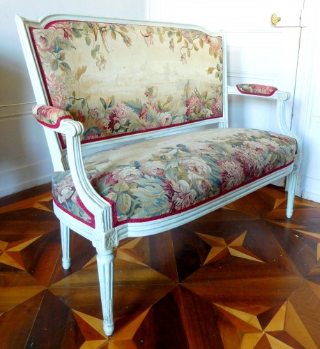 Canapé en tapisserie d'Aubusson d'époque Louis XVI - Sièges Style Louis XVI