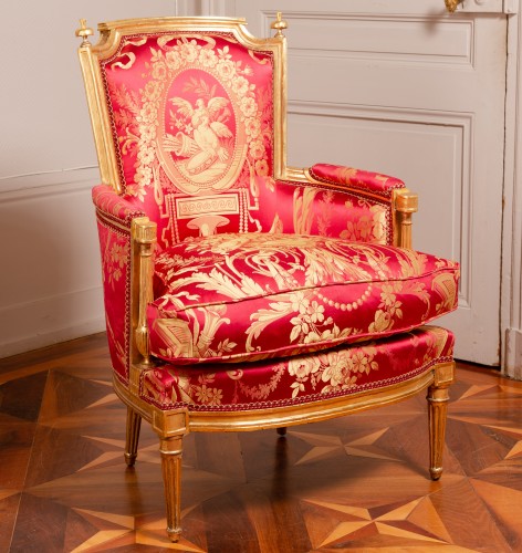 Bergère en bois doré d'époque Louis XVI - Sièges Style Louis XVI