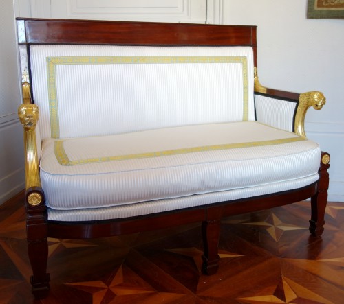 Canapé d'époque Consulat en acajou et bois doré - Sièges Style Empire