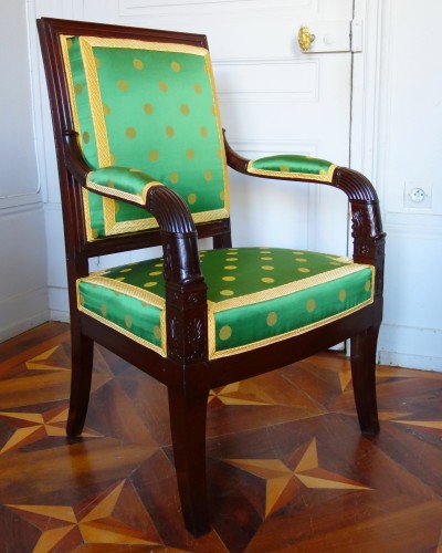 Sièges Fauteuil & Bergère - Paire de fauteuils en acajou d'époque Empire