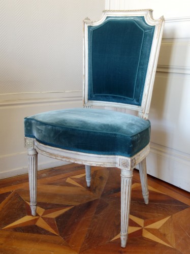 Série de 4 chaises de salon Louis XVI - estampille de Pluvinet - Sièges Style Louis XVI