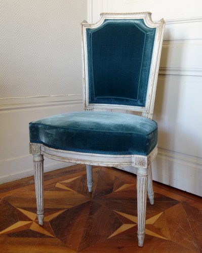 Sièges Chaise - Série de 4 chaises de salon Louis XVI - estampille de Pluvinet
