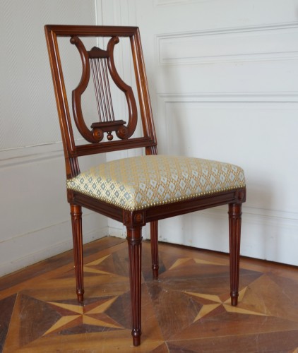 XVIIIe siècle - Paire de chaises Lyre en acajou par Georges Jacob