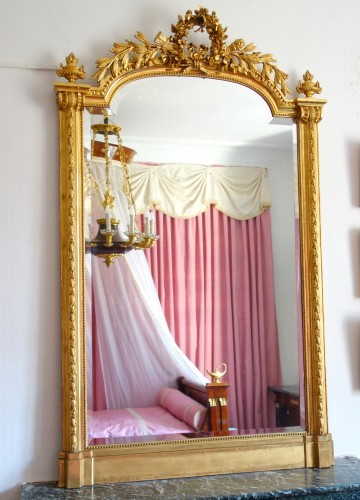 Miroirs, Trumeaux  - Miroir de cheminée en bois doré