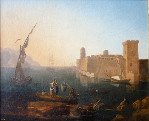 Le fort Saint Jean à Marseille - École française du début 19e - Tableaux et dessins Style Empire