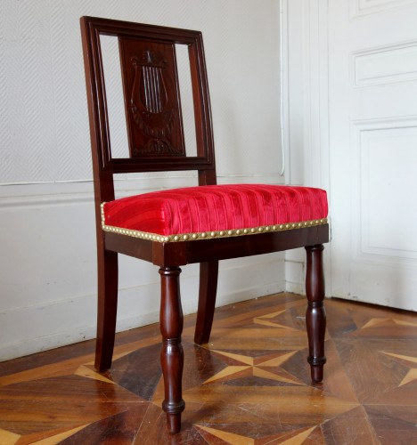 Sièges Chaise - Série de quatre chaises d'audience d'époque Empire estampille de EF Quenne