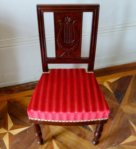 XIXe siècle - Série de quatre chaises d'audience d'époque Empire estampille de EF Quenne