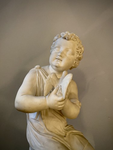 Jeune garçon avec ue colombe en marbre - Joseph Gott (1786 - 1860) - Herwig Simons Fine Arts