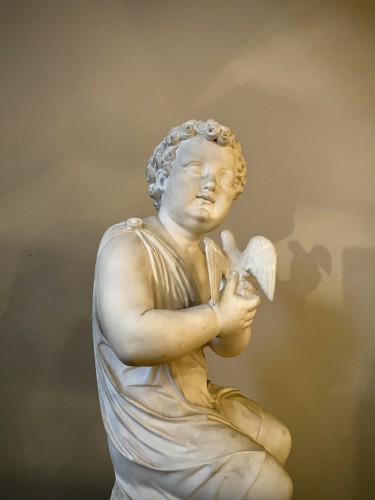 Jeune garçon avec ue colombe en marbre - Joseph Gott (1786 - 1860) - Louis-Philippe