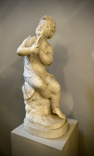 Louis-Philippe - Jeune garçon avec ue colombe en marbre - Joseph Gott (1786 - 1860)