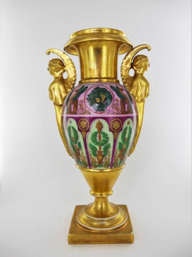 Vase Empire en porcelaine de Paris - Céramiques, Porcelaines Style Empire