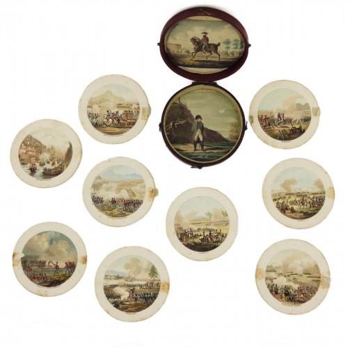 26 gravures miniatures de batailles napoléoniennes, vers 1815-1820