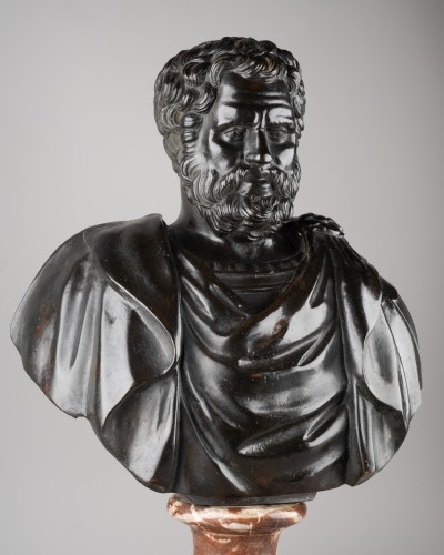 Buste de général Romain en bronze fin XVIIe siècle début XVIIIe - Sculpture Style Louis XIV
