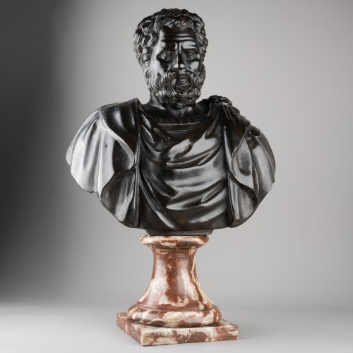 XVIIe siècle - Buste de général Romain en bronze fin XVIIe siècle début XVIIIe