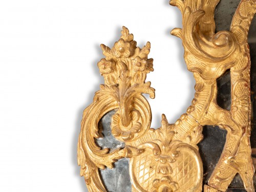 Antiquités - Miroir Epoque Louis XV bois doré