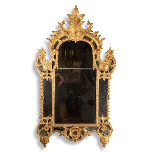 Antiquités - Miroir Epoque Louis XV bois doré