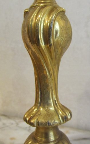 Paire de flambeaux en bronze doré époque Louis XV - Louis XV