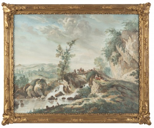 Louis XVI - Paire de Gouaches fin XVIIIe siècle