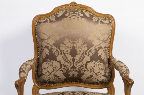 Antiquités - Ensemble de quatre fauteuils Louis XV estampillés de H AMAND