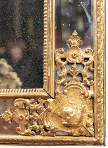 Grand miroir époque Régence en bois doré - Miroirs, Trumeaux Style Régence