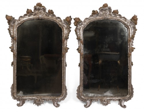 Paire de miroirs argentés Italie XVIIIe siècle
