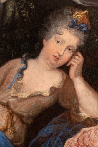 Hanne de la Tremouille et son fils daté 1705 Atelier de Pierre Gobert (1662 - 1744 ) - Louis XIV