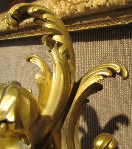 Antiquités - Paire de grands chenets époque Louis XV