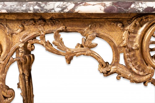 XVIIIe siècle - Console en table bois doré début Epoque Louis XV