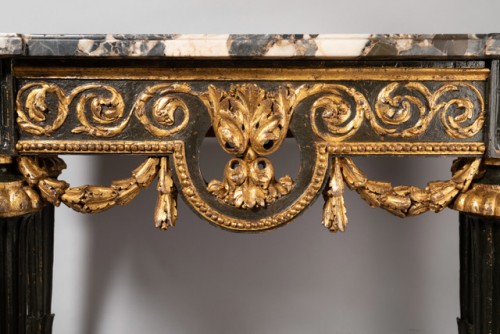 Paire de consoles en bois peint et doré Epoque Louis XVI - Mobilier Style Louis XVI