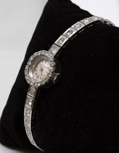 Bijouterie, Joaillerie  - Montre en platine de marque « Roy Watch » sertie de diamants TA